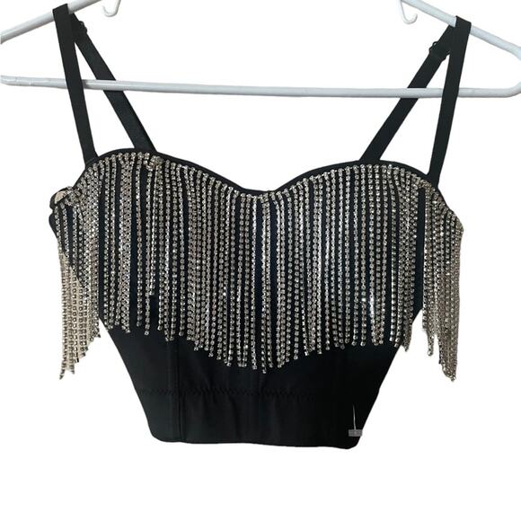 Say What black corset bustier rhinestone top size XS - Picture 1 of 14